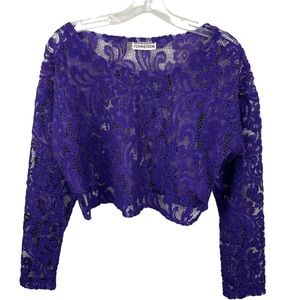 Vintage Y2K Commotion Longsleeve Purple Lace Crop Top Large